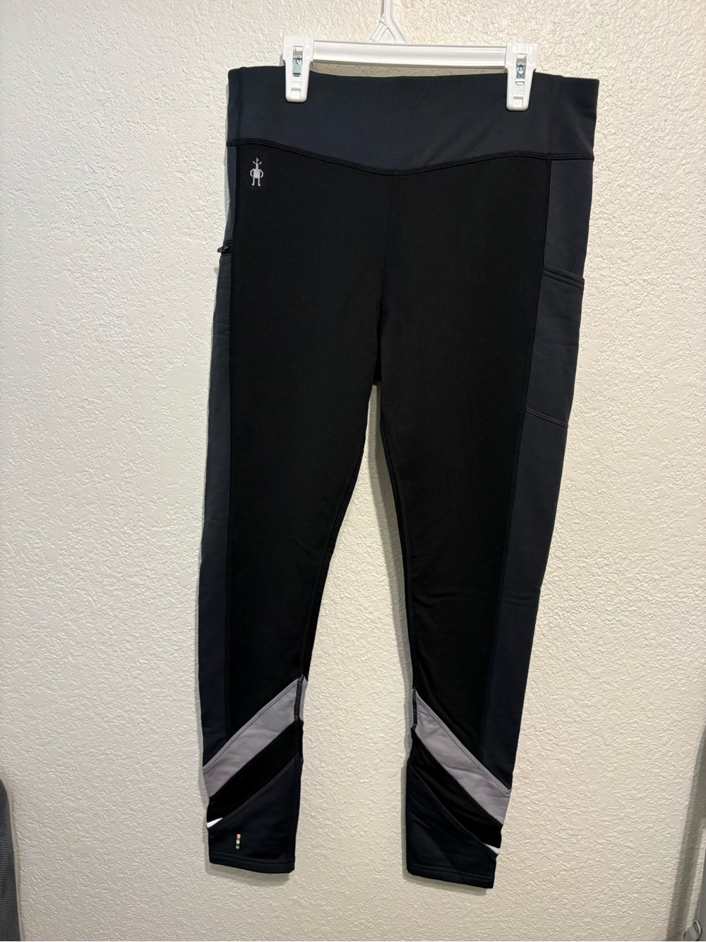 Smartwool Black Fleece Lined Leggings with Grey Panels